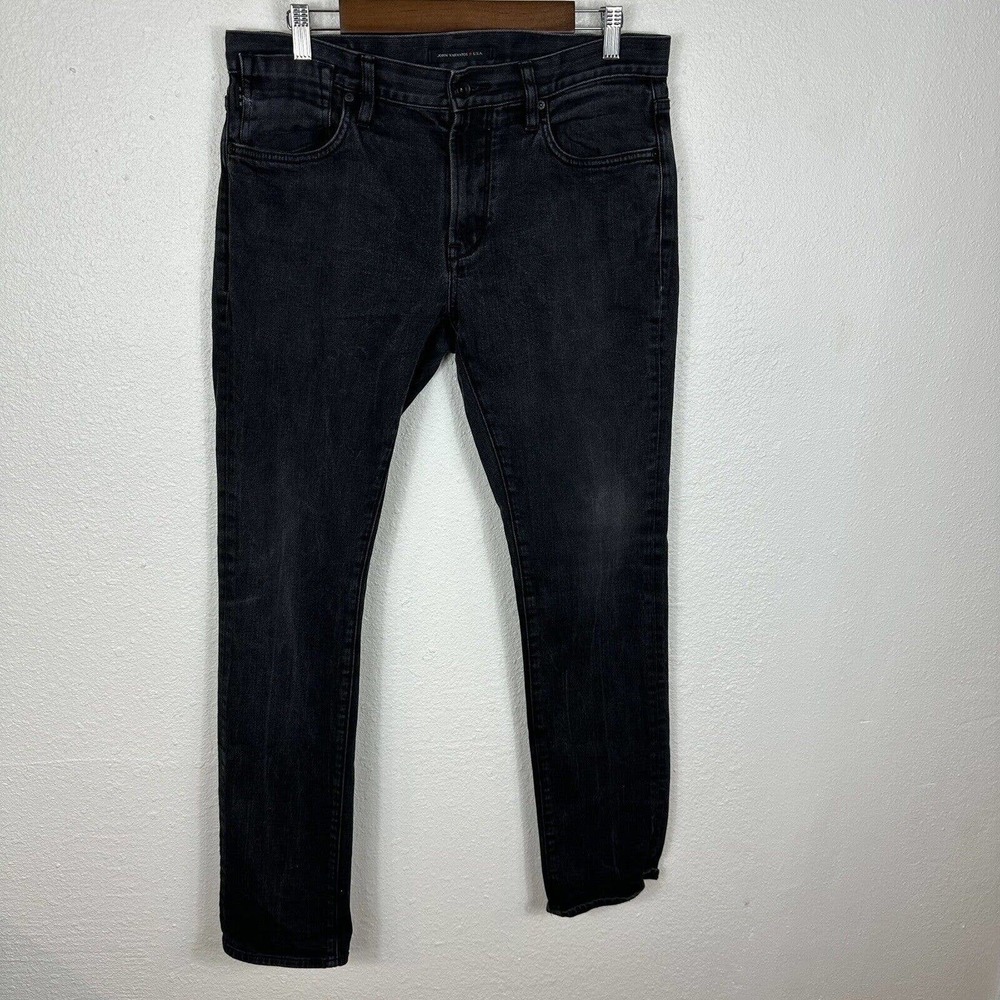 John Varvatos USA Bowery Slim Straight Jeans Men 32x31 Black Denim 5 pocket